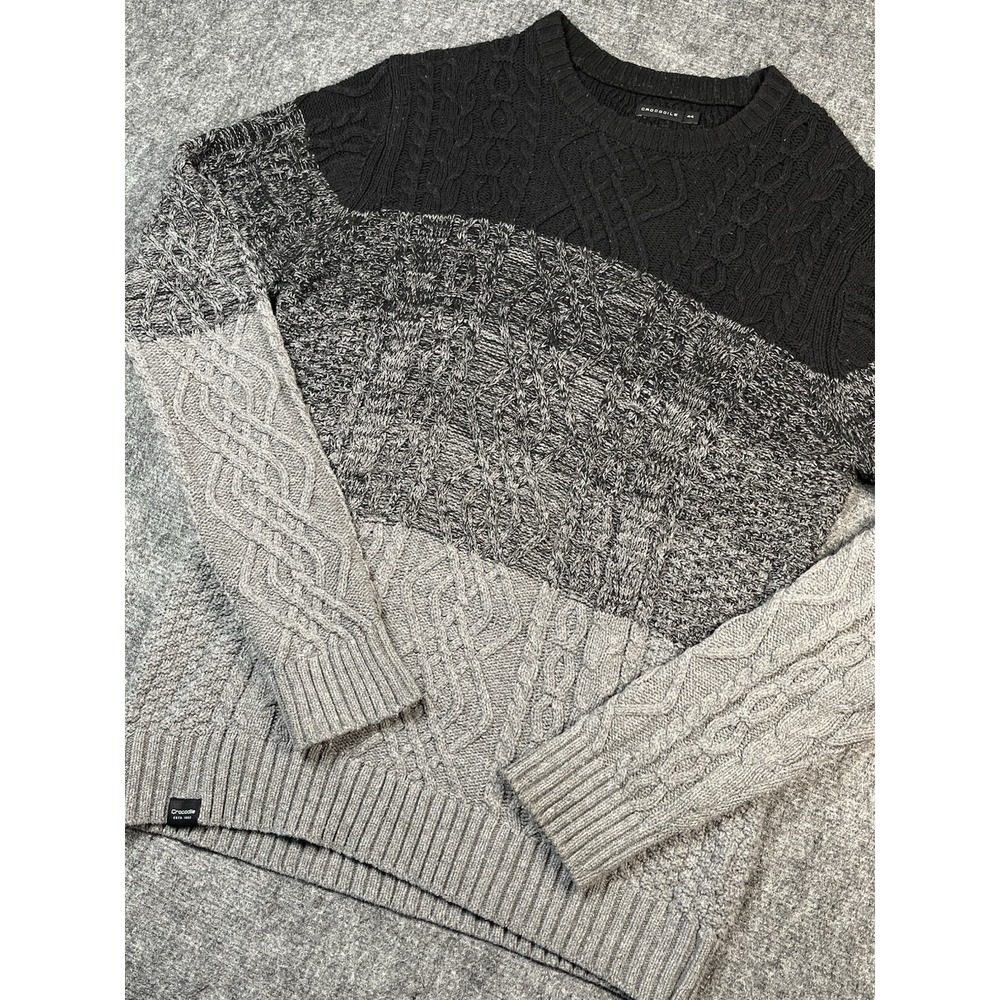 Vintage 90s crocodile Cable‎ Knit Textured Long Sleeve Multi Sweater made JAPAN
